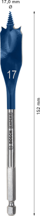 Broca de pala autocortante Bosch EXPERT de 17 x 152 mm.