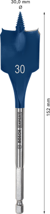 Broca de pala autocortante Bosch EXPERT de 30 x 152 mm.