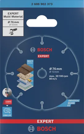 Disco de corte multimaterial Bosch EXPERT de 76×10 mm.