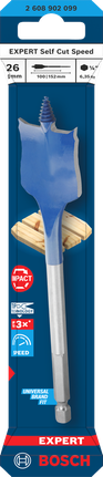Broca de pala autocortante Bosch EXPERT de 26 x 152 mm.