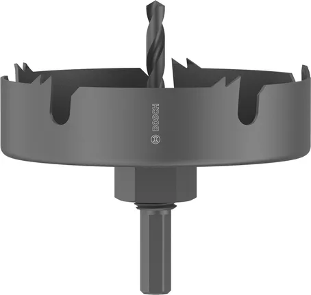 Sierra de corona Bosch para madera y yeso de 100 mm de diámetro.