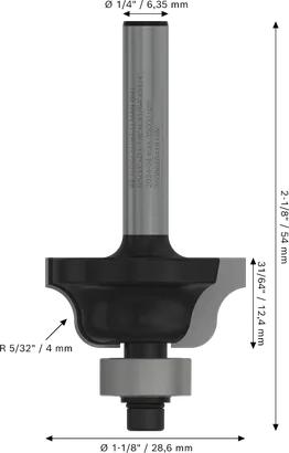 Broca fresadora Bosch PRO Roman Ogee con vástago de 1/4″, R 5/32″.