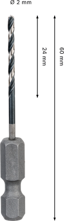 Broca helicoidal de impacto Bosch PRO Metal HSS-G de 2x24x60 mm.