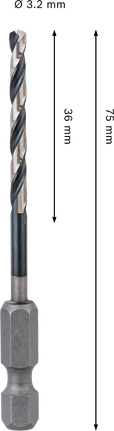Broca helicoidal de impacto Bosch PRO Metal HSS-G de 3,2 mm.
