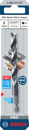 Broca helicoidal de impacto Bosch PRO Metal HSS-G de 5 mm.