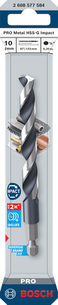 Broca helicoidal de impacto Bosch PRO Metal HSS-G de 10 mm.