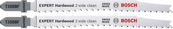 Hojas de sierra de calar Bosch EXPERT Hardwood T308BF de limpieza por ambos lados.