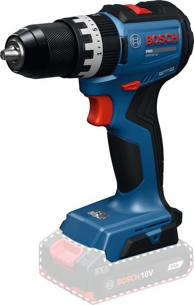 Taladro inalámbrico Bosch GSB 18V-52 con batería de 2 Ah.
