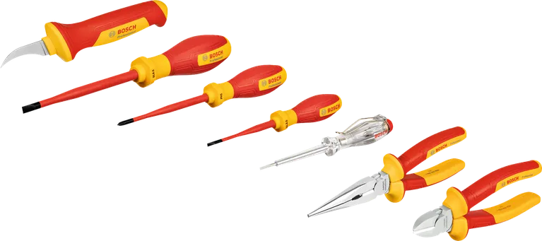 Juego de herramientas manuales Bosch VDE, 7 piezas aisladas.