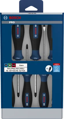 Juego de desatornilladores PRO PH/PZ/SL, 6 piezas