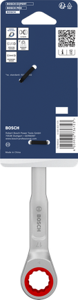 Llave combinada de trinquete Bosch de 17 mm al cromo vanadio.