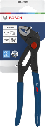 Alicates para bombas de agua Bosch de 180 mm con mangos antideslizantes.
