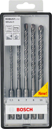 Bosch 5-teiliges SDS-plus-5-Bohrerset 5,5–10 mm.
