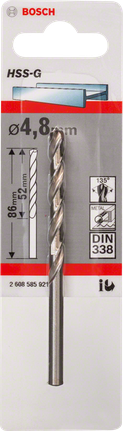 Bosch 4,8 mm HSS-G Metallbohrer.