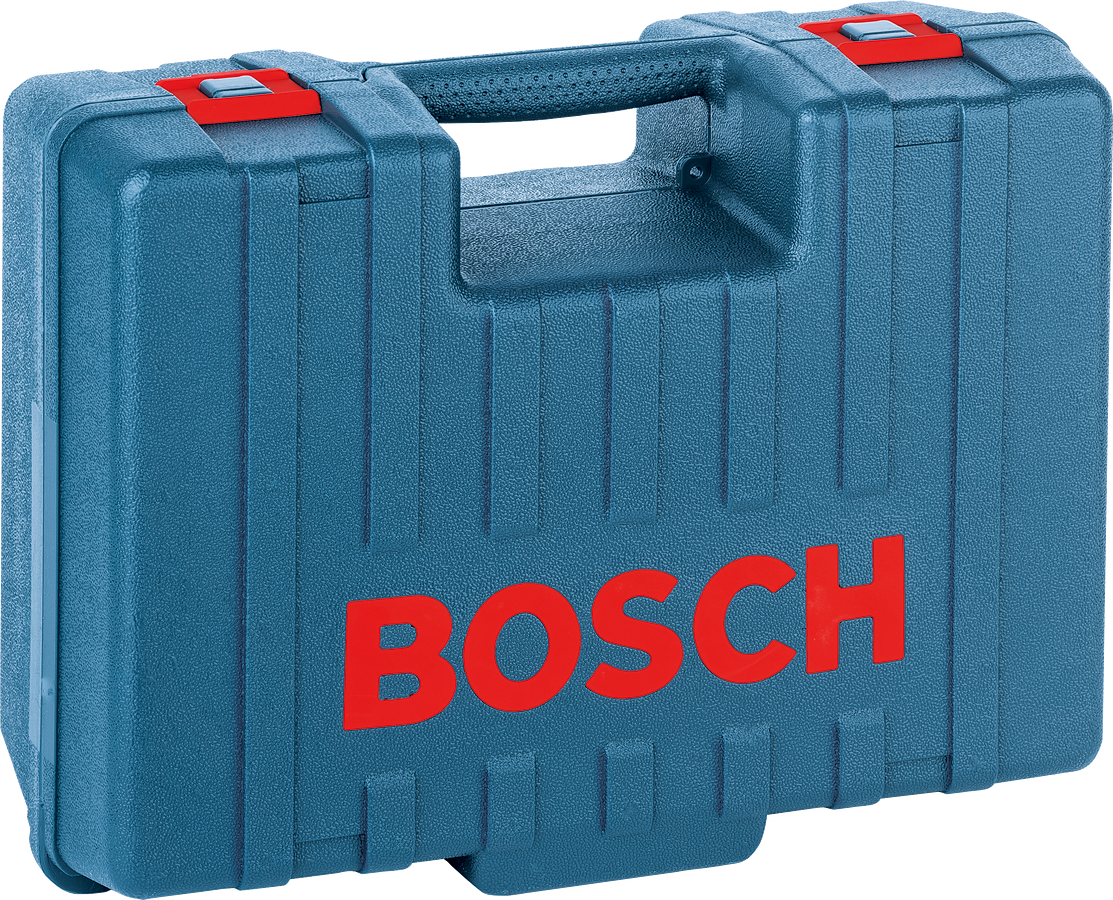 Bosch Kunststoffkoffer mit Tragegriff zur Werkzeugaufbewahrung.