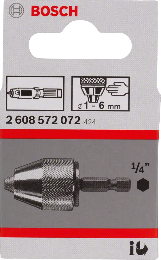 Bosch Schnellspannfutter 1,0–6,0 mm für 1/4 Zoll Sechskantschaft.