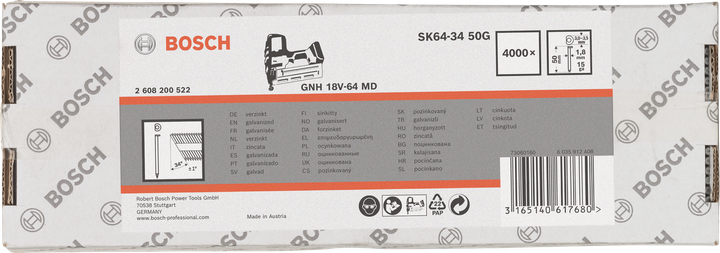 Bosch 18V-64 MD verzinkte Nägel 3/8″.