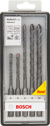 Bosch 5-teiliges SDS-plus-5-Bohrerset 5–10 mm.