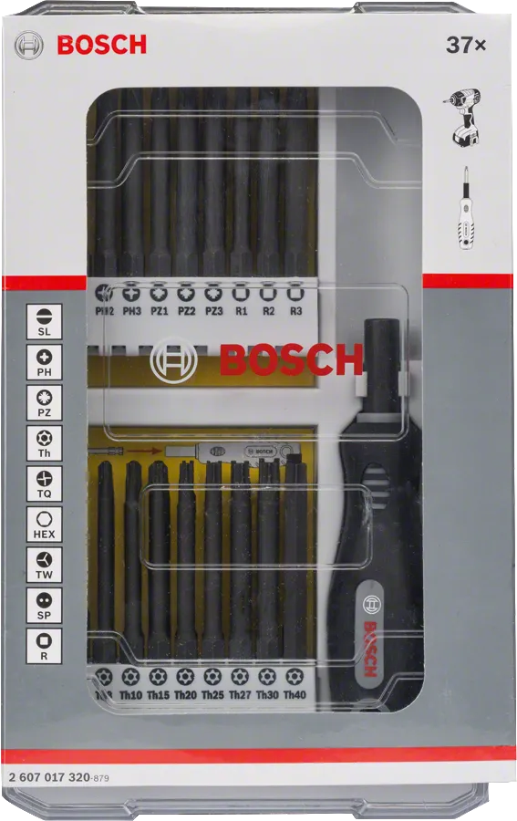 Bosch 37-teiliges Schraubendreher-Bit-Set mit Ratsche.