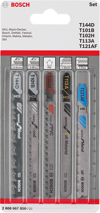 5-teiliges T-Schaft-Stichsägeblatt-Set Allrounder von Bosch .