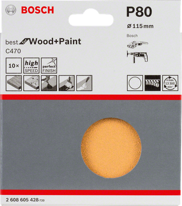 Bosch 10-teiliges C470 Schleifblatt 115mm P80.