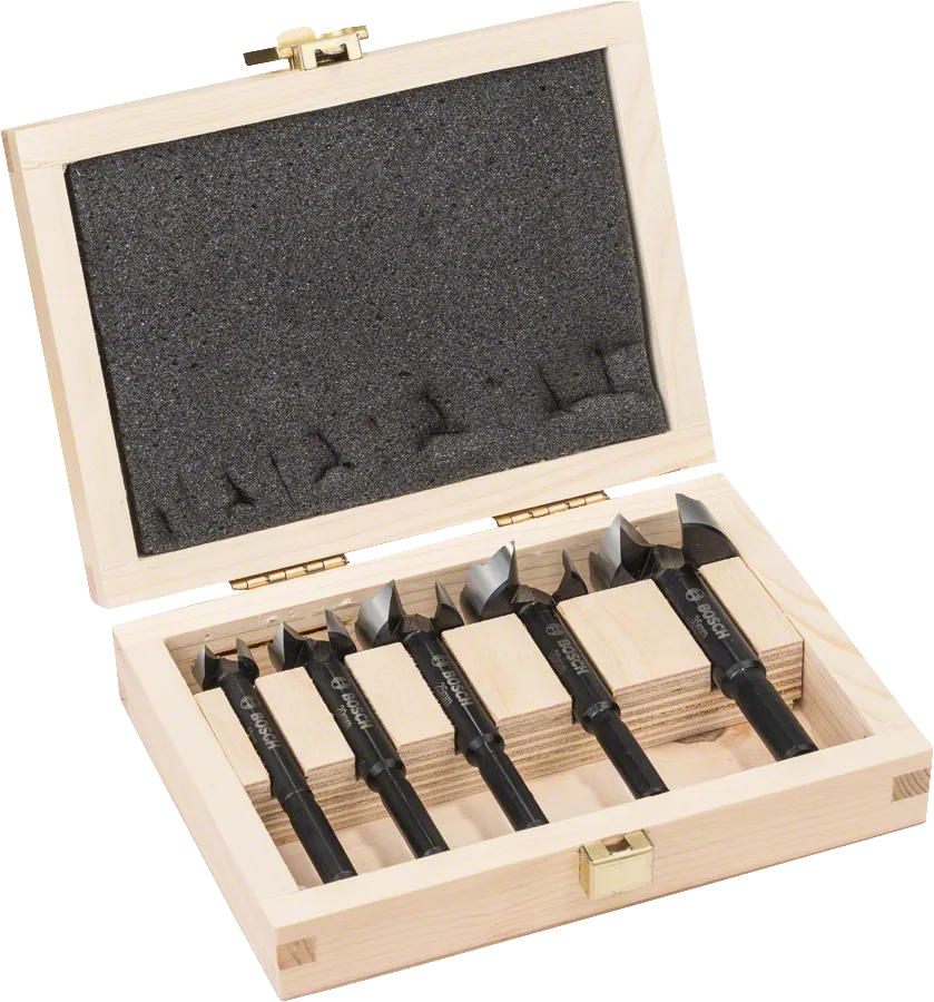Bosch 5-teiliges Forstnerbohrer-Set im Holzkoffer.