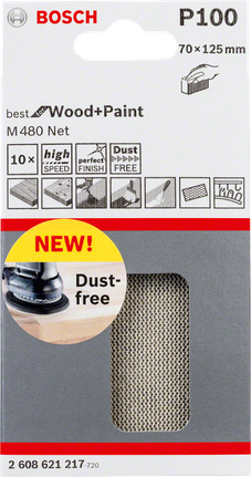 Bosch P100 70×125 mm Schleifblatt.