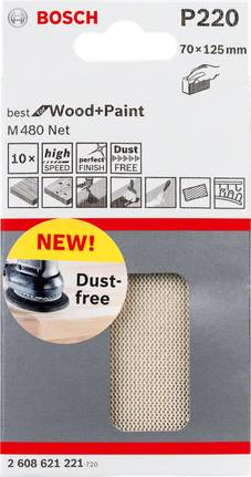 Bosch P220 Schleifblatt 70×125 mm.