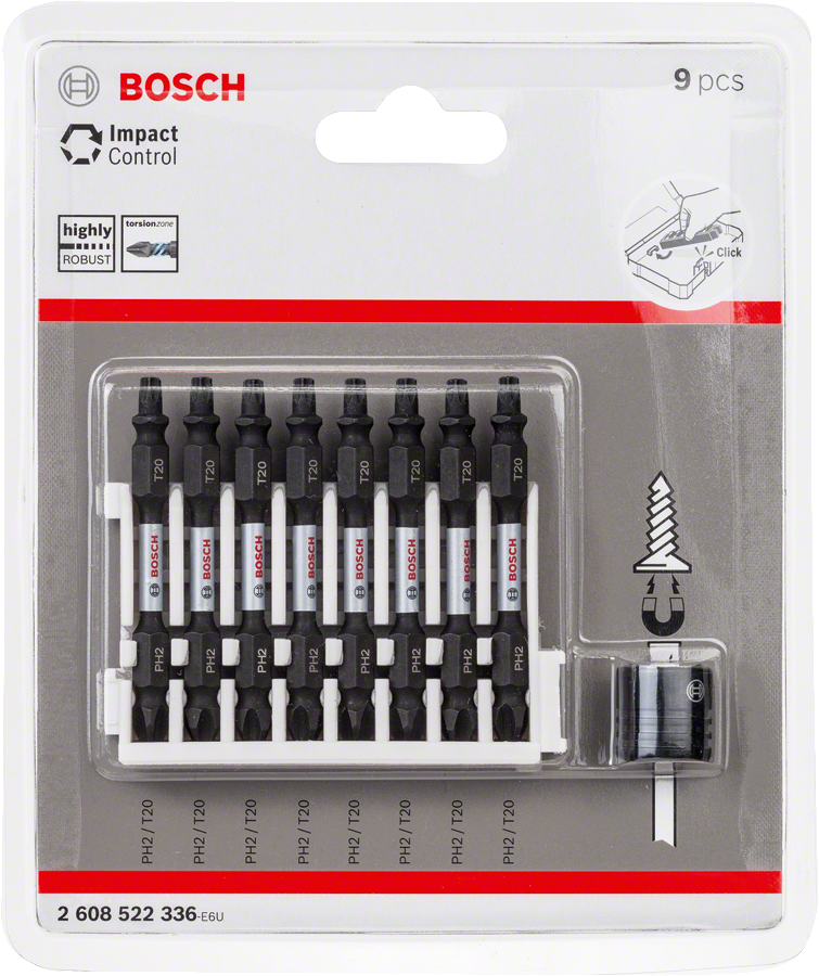 Bosch Impact Control PH2 T20 Bit-Set 9-tlg.
