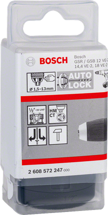 Bosch EXPERT Schnellspannfutter 1,5–13 mm für Bohrmaschinen mit automatischer Verriegelung.