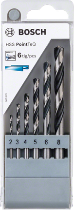 Bosch HSS PointTeQ 6-teiliges Spiralbohrer-Set.