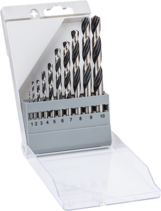 Bosch HSS-Spiralbohrer PointTeQ, 10-teiliges Set, 1–10 mm.
