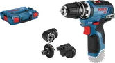 Bosch GSR 12V-35 FC Akku-Bohrschrauber-Set mit Aufsätzen.