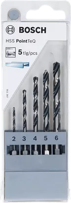 Bosch 5-teiliges HSS PointTeQ Sechskantbohrer-Set 2-6 mm.