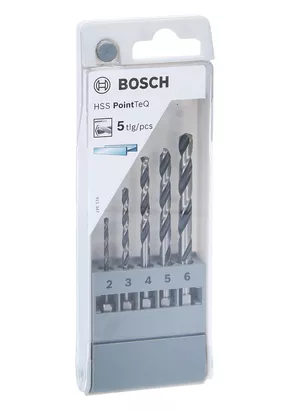 Bosch 5-teiliges HSS PointTeQ Sechskantbohrer-Set 2–6 mm.