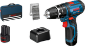 Bosch GSB 12V-15 Akku-Bohrschrauber-Set mit Zubehör.
