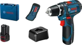Bosch GSR 12V-15 Akku-Bohrschrauber-Set mit Zubehör.