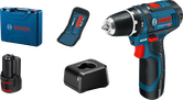 Bosch GSR 12V-15 Akku-Bohrschrauber-Set mit Zubehör.