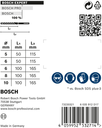 Bosch EXPERT SDS plus-7X Bohrerset 5/6/6/8/10 mm.