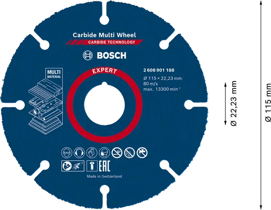 Bosch EXPERT Multi Material Hartmetall-Trennscheibe 115 mm.