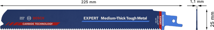 Bosch EXPERT Säbelsägeblatt aus mitteldickem, robustem Metall.