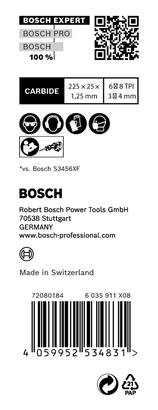 Bosch Säbelsägeblatt 225×25×1,25 mm 6/8 TPI 3/8″ 10er-Pack.