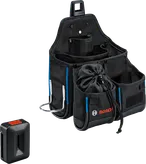 Bosch Werkzeugtaschen-Set mit mehreren Aufbewahrungstaschen.