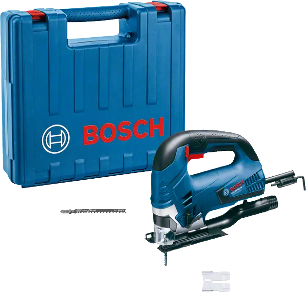Bosch Stichsäge GST 90 BE mit Koffer und Sägeblatt.