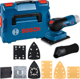 Bosch GSS 12V-13 Akku-Schleifgerät-Set mit Zubehör.