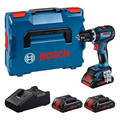 Bosch GSB 18V-90 C Akku-Schlagbohrschrauber-Set mit Koffer.