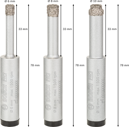 Bosch PRO Keramik Trockenbohrersatz 6 8 10 mm.