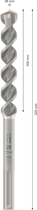 Bosch PRO SDS max-4 Hammerbohrer, 28x200x320 mm.