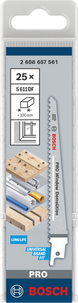 Bosch PRO Fensterabbruch-Sägeblatt S611DF 25× 1,25×19×150 mm.