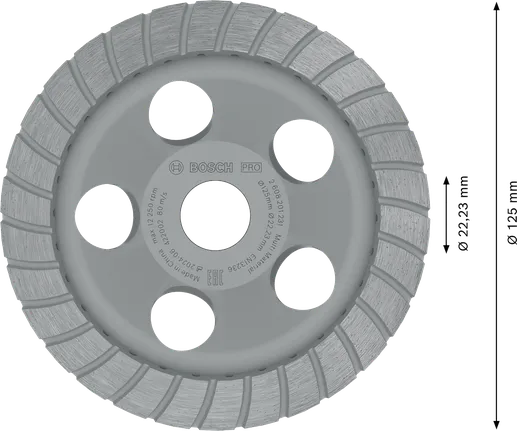 Bosch PRO Multimaterial-Schleifkopf, 125 mm Durchmesser.